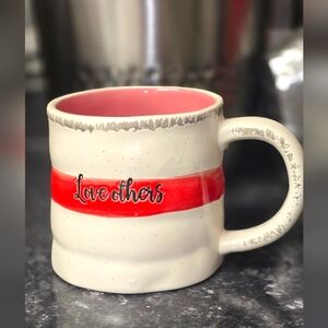 BNWOT! Love Others Ceramic Mug - Red and Cream in color holds 16 oz. Never used!